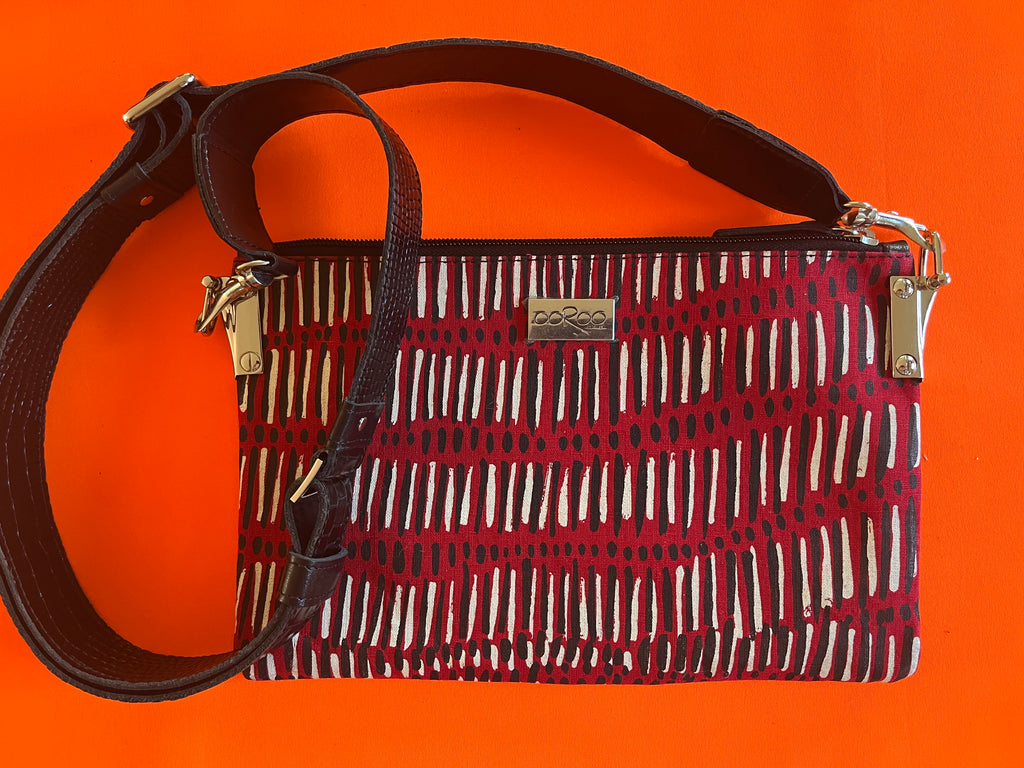 Zara Crossbody bag featuring Fish Trap by Aboriginal artist Kieren  McTaggart, Merrepen Arts