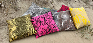 Ooroo Australia cushion collection featuring Mimih spirits by artist Gabriel Maralngurra Injalak arts