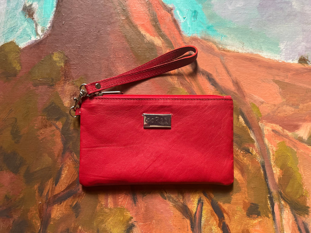 Ella purse featuring Kangaroo Cherry red leather