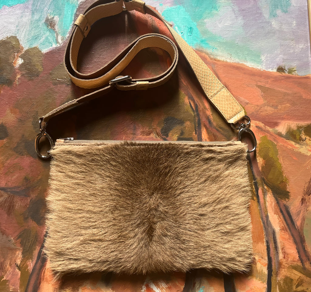 Zara crossbody bag featuring Kangaroo fur and Kangaroo leather