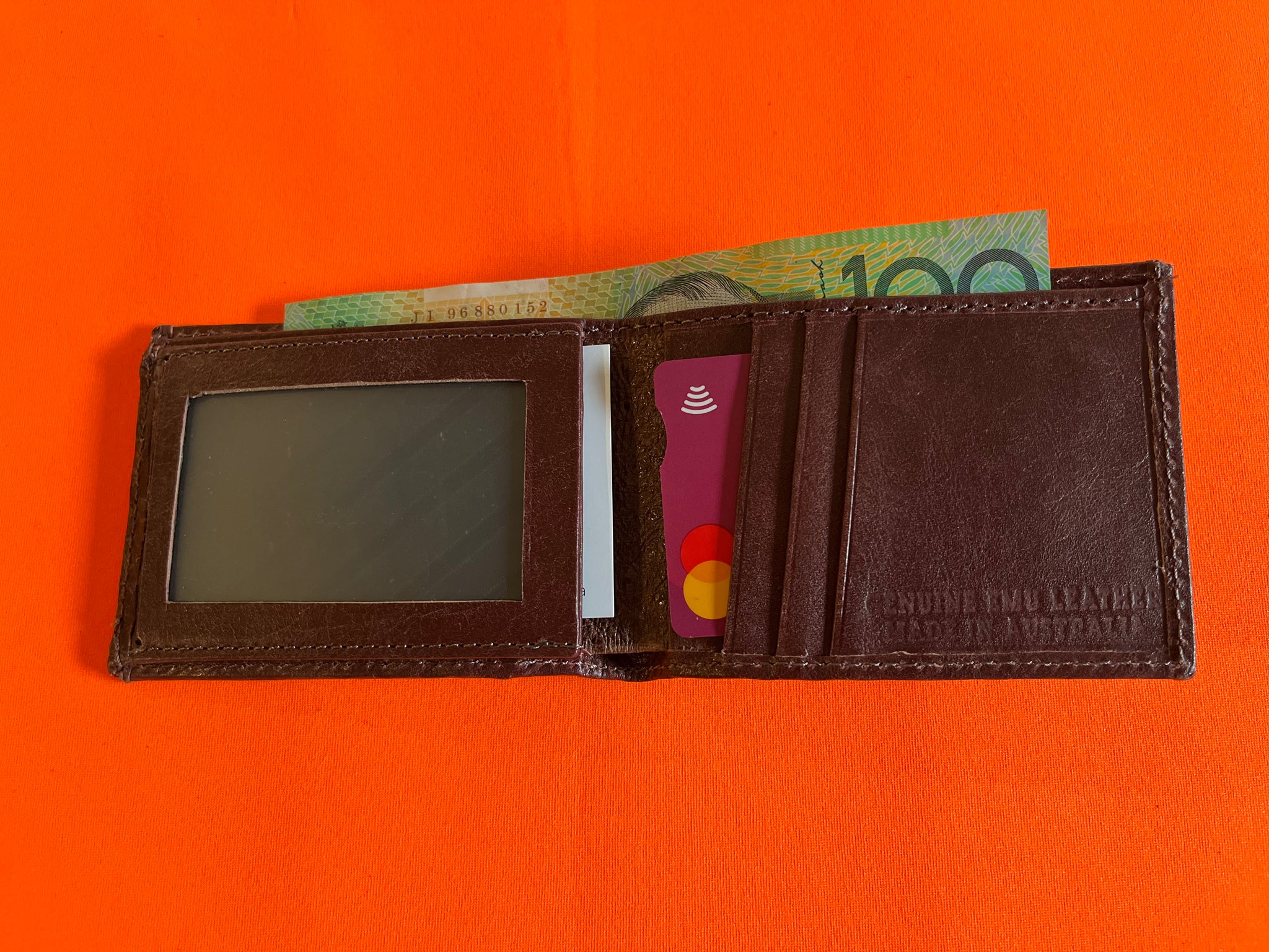 Emu Brown leather wallet