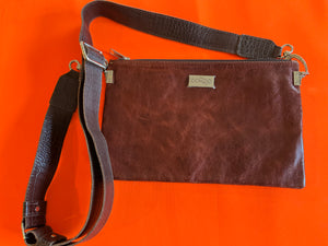 Zara crossbody bag featuring textured brown Kangaroo leather