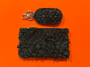 Coin purse featuring  black ruffled barramundi leather from the Kimberly WA