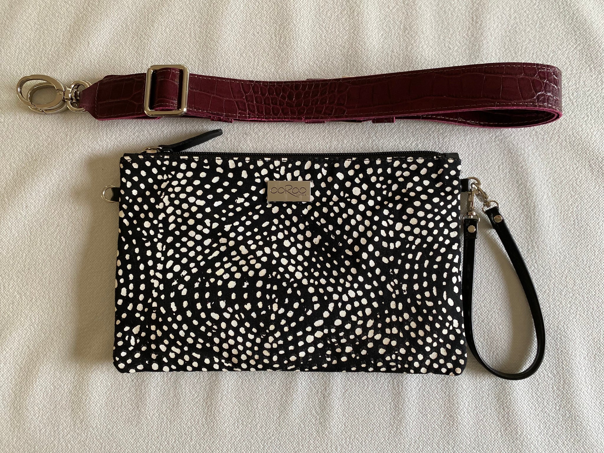 Zara crossbody bag featuring Winga by Aboriginal artist Maria Josette Orsto, Tiwi Designs