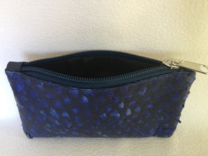 Lily purse featuring ocean blue barramundi leather from the Kimberly WA