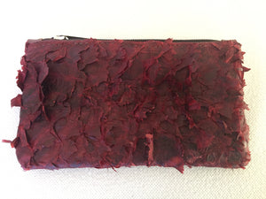 Lily purse featuring claret ruffled barramundi