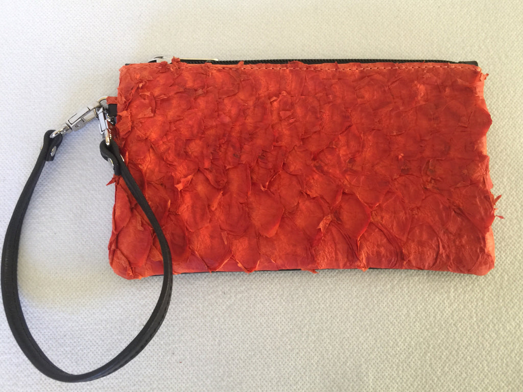 Ella purse featuring orange ruffled barramundi from the Kimberly WA