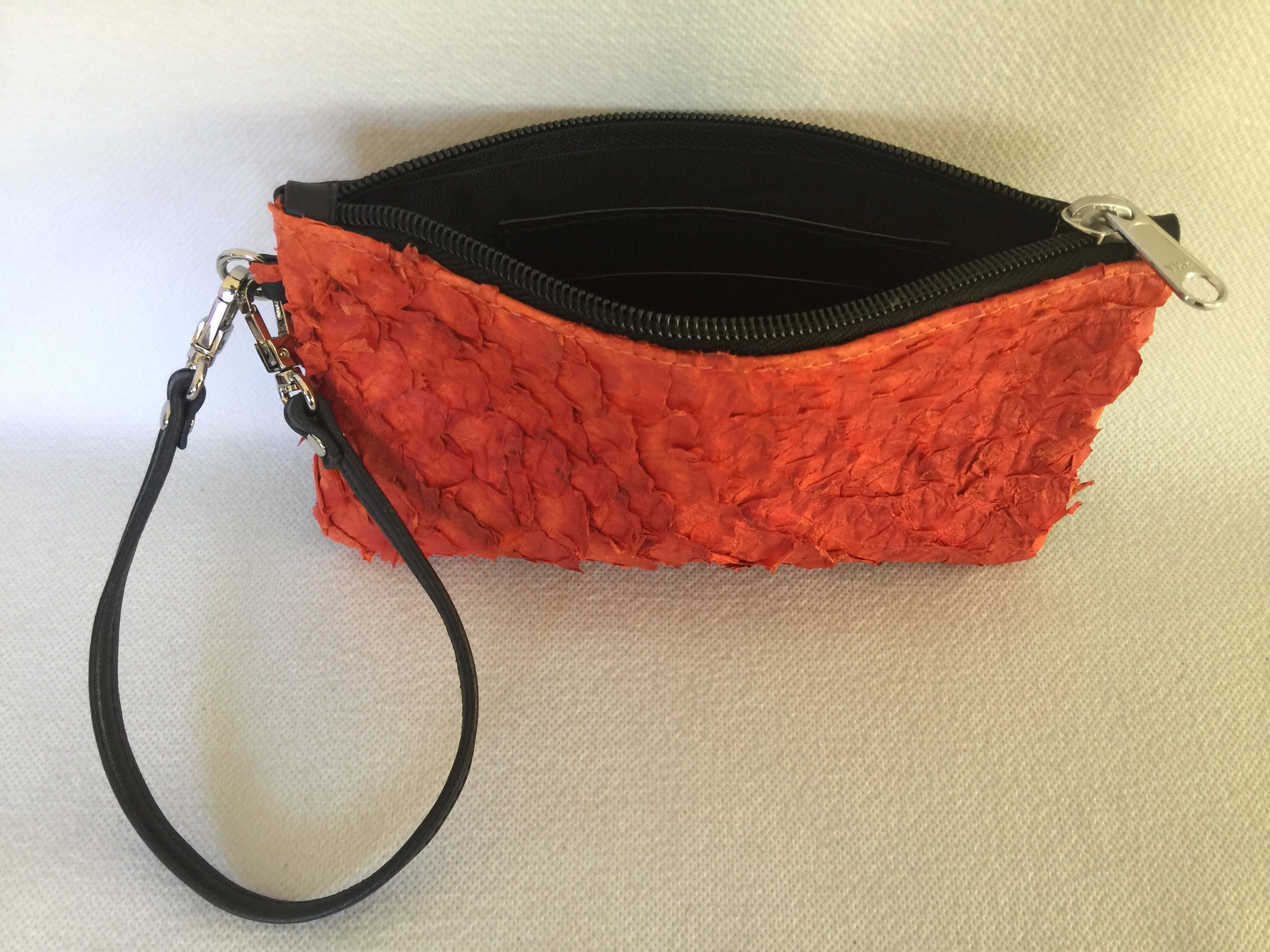 Ella purse featuring orange ruffled barramundi from the Kimberly WA