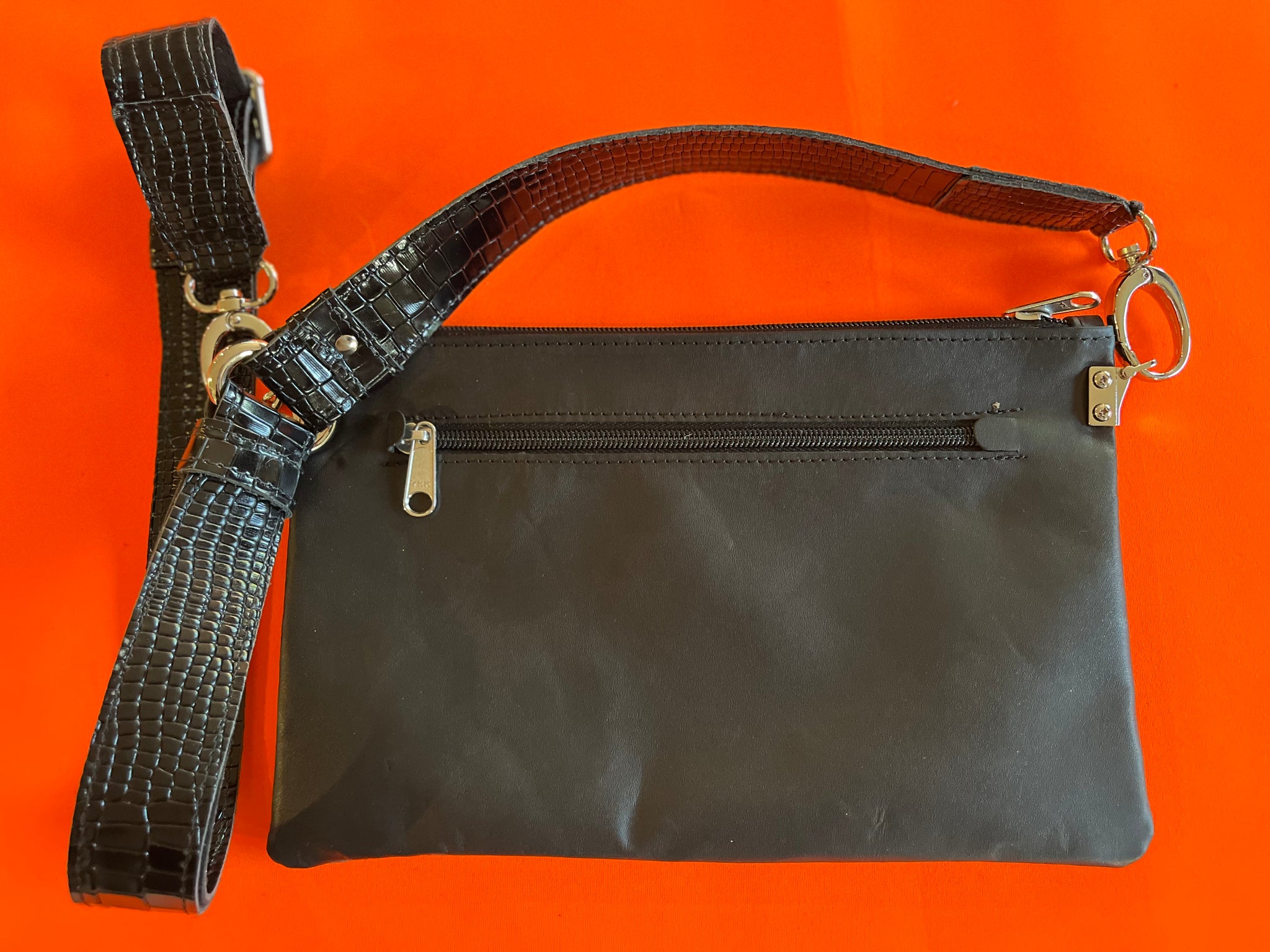 Zara crossbody bag featuring pressed barramundi