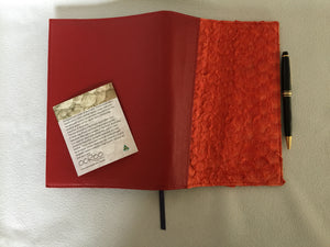 Diary / notebook  cover featuring ruffled Barramundi leather