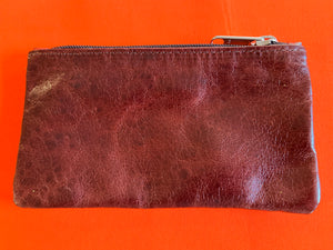 Lily purse featuring textured brown Kangaroo leather